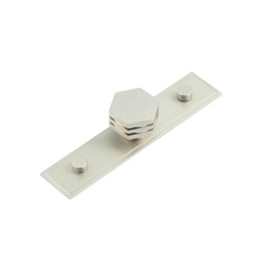 Click Here To Enlarge This Photo Of HOX-330SN-6090SN Frelan Hardware Hoxton Nile Cupboard Knob 30mm on Stepped Backplate Satin Nickel