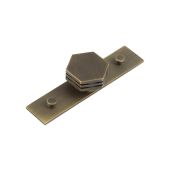 HOX-340AB-5090AB Frelan Hardware Hoxton Nile Cupboard Knob 40mm on Plain Backplate Antique Brass