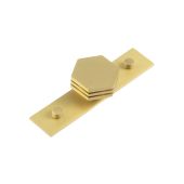 HOX-340SB-5090SB Frelan Hardware Hoxton Nile Cupboard Knob 40mm on Plain Backplate Satin Brass