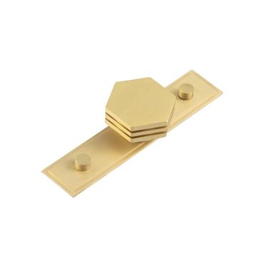 Click Here To Enlarge This Photo Of HOX-340SB-6090SB Frelan Hardware Hoxton Nile Cupboard Knob 40mm on Stepped Backplate Satin Brass
