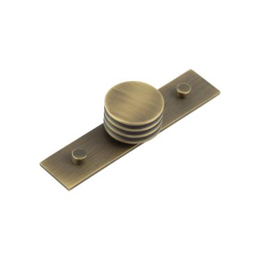 Click Here To Enlarge This Photo Of HOX-440AB-5090AB Frelan Hardware Hoxton Sturt Cupboard Knob 40mm on Plain Backplate Antique Brass