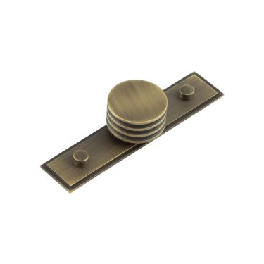 Click Here To Enlarge This Photo Of HOX-440AB-6090AB Frelan Hardware Hoxton Sturt Cupboard Knob 40mm on Stepped Backplate Antique Brass