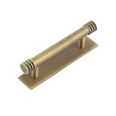 HOX-450AB-5050AB Frelan Hardware Hoxton Sturt Cabinet Handle 96mm on Plain Backplate Backplate Antique Brass