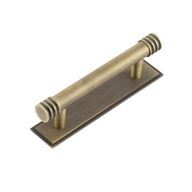 Click Here To Enlarge This Photo Of HOX-450AB-6050AB Frelan Hardware Hoxton Sturt Cabinet Handle 96mm on Stepped Backplate Backplate Antique Brass