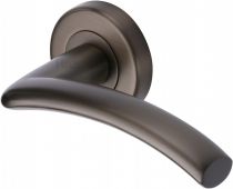 V3490-MB Heritage Brass Door Handle Lever Latch on Round Rose Centaur Design Matt Bronze Finish