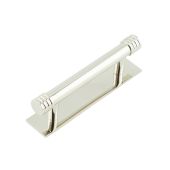 HOX-450PN-5050PN Frelan Hardware Hoxton Sturt Cabinet Handle 96mm on Plain Backplate Backplate Polished Nickel