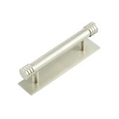 HOX-450SN-5050SN Frelan Hardware Hoxton Sturt Cabinet Handle 96mm on Plain Backplate Backplate Satin Nickel