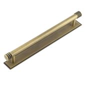 HOX-460AB-6060AB Frelan Hardware Hoxton Sturt Cabinet Handle 224mm on Stepped Backplate Backplate Antique Brass