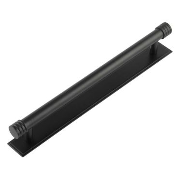 Click Here To Enlarge This Photo Of HOX-460MB-6060MB Frelan Hardware Hoxton Sturt Cabinet Handle 224mm on Stepped Backplate Backplate Matt Black
