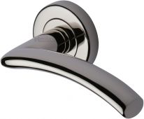 V3490-PNF Heritage Brass Door Handle Lever Latch on Round Rose Centaur Design Polished Nickel Finish