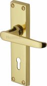 V3900-PB Heritage Brass Door Handle Lever Lock Victoria Design Polished Brass Finish
