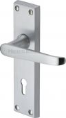 V3900-SC Heritage Brass Door Handle Lever Lock Victoria Design Satin Chrome Finish