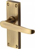 V3910-AT Heritage Brass Door Handle Lever Latch Victoria Short Design Antique Brass Finish