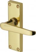 V3910-PB Heritage Brass Door Handle Lever Latch Victoria Short Design Polished Brass Finish