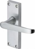 V3910-SC Heritage Brass Door Handle Lever Latch Victoria Short Design Satin Chrome Finish