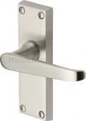 V3910-SN Heritage Brass Door Handle Lever Latch Victoria Short Design Satin Nickel Finish