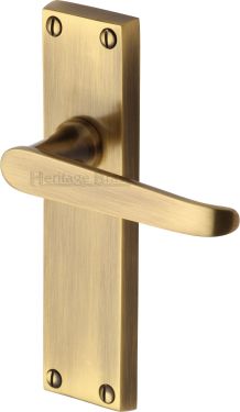 Click Here To Enlarge This Photo Of V3913-AT Heritage Brass Door Handle Lever Latch Victoria Design Antique Brass Finish