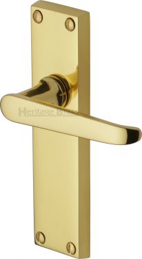 Click Here To Enlarge This Photo Of V3913-PB Heritage Brass Door Handle Lever Latch Victoria Design Polished Brass Finish