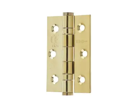 Click Here To Enlarge This Photo Of J9502EB Frelan Hardware Jedo Grade 7 (Stainless Steel) Ball Bearing Hinges 76mm x 50mm Polished Brass