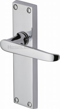 Click Here To Enlarge This Photo Of V3913-PC Heritage Brass Door Handle Lever Latch Victoria Design Polished Chrome Finish