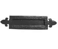 JAB13 Frelan Hardware Jedo Black Antique Fleur De Lys Letterplate 236mm x 84mm (260mm centers)