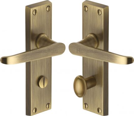 Click Here To Enlarge This Photo Of V3930-AT Heritage Brass Door Handle For Bathroom Victoria Design Antique Brass Finish