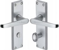 V3930-SC Heritage Brass Door Handle For Bathroom Victoria Design Satin Chrome Finish