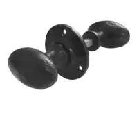 JAB48R Frelan Hardware Jedo Black Antique Oval Rim Door Knobs