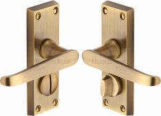 V3935-AT Heritage Brass Door Handle For Privacy Set Victoria Short Design Antique Brass Finish
