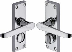V3935-PC Heritage Brass Door Handle For Privacy Set Victoria Short Design Polished Chrome Finish