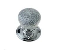 JC40PC Frelan Hardware Jedo Porcelain Mortice Door Knobs Grey Crackle on Polished Chrome Rose