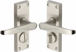 V3935-SN Heritage Brass Door Handle For Privacy Set Victoria Short Design Satin Nickel Finish