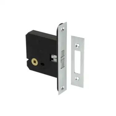 Click Here To Enlarge This Photo Of JL840SC Frelan Hardware Jedo Sliding Door Bathroom Lock (56mm Backset) Satin Chrome