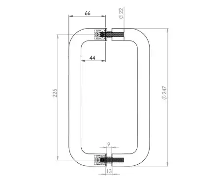 Click Here To Enlarge This Photo Of JPS123A Frelan Hardware Polished Stainless Steel (G304) 225mm x 22mm D Shape Pull Handles (Back to Back)