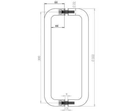 Click Here To Enlarge This Photo Of JPS123B Frelan Hardware Polished Stainless Steel (G304) 300mm x 22mm D Shape Pull Handles (Back to Back)