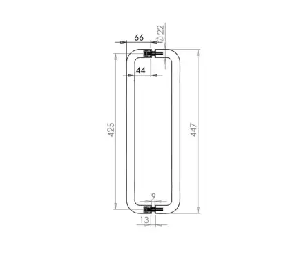 Click Here To Enlarge This Photo Of JPS123C Frelan Hardware Polished Stainless Steel (G304) 425mm x 22mm D Shape Pull Handles (Back to Back)