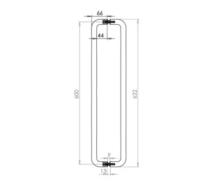 Click Here To Enlarge This Photo Of JPS123D Frelan Hardware Polished Stainless Steel (G304) 600mm x 22mm D Shape Pull Handles (Back to Back)