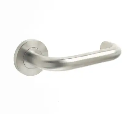 Click Here To Enlarge This Photo Of JSS13 Frelan Hardware Orbit 19mm Door Handles on 8mm Sprung Rose Grade 304 Satin Stainless Steel