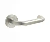JSS13 Frelan Hardware Orbit 19mm Door Handles on 8mm Sprung Rose Grade 304 Satin Stainless Steel