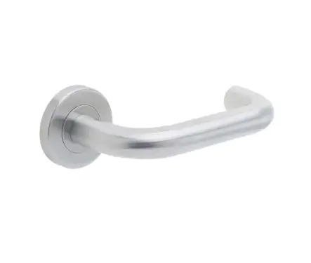 Click Here To Enlarge This Photo Of JSS202 Frelan Hardware Orbit 19mm Door Handles on 8mm Sprung Rose Grade 201 Satin Stainless Steel