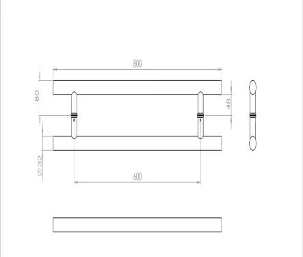 Click Here To Enlarge This Photo Of JSS521B Frelan Hardware Satin Stainless Steel (G304) 32mm Guardsman Pull Handles 800mm x 32mm x 600mm (Back to Back)
