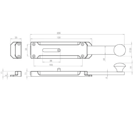 Click Here To Enlarge This Photo Of JV1005PB-200 Frelan Hardware Jedo Architectural Door Bolt 200mm x 35mm Polished Brass
