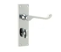 JV10BPC Frelan Hardware Jedo Victorian Scroll Door Handles on Bathroom Plate Polished Chrome