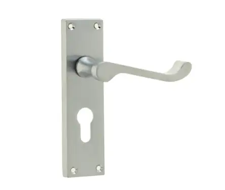 Click Here To Enlarge This Photo Of JV10ESC Frelan Hardware Jedo Victorian Scroll Door Handles on Euro Profile Lockplate Satin Chrome