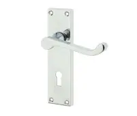 JV10PC Frelan Hardware Jedo Victorian Scroll Door Handles on Lockplate Polished Chrome