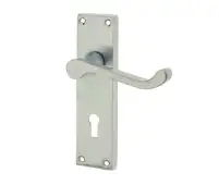 JV10SC Frelan Hardware Jedo Victorian Scroll Door Handles on Lockplate Satin Chrome