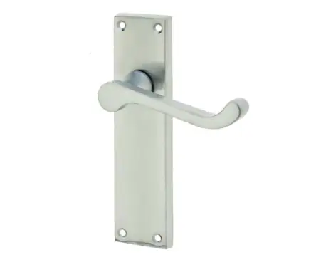 Click Here To Enlarge This Photo Of JV11LSC Frelan Hardware Jedo Victorian Scroll Door Handles on Long Latch Plate Satin Chrome