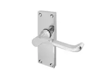 JV11PC Frelan Hardware Jedo Victorian Scroll Door Handles on Short Latch Plate Polished Chrome