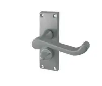 JV11PRSC Frelan Hardware Jedo Victorian Scroll Door Handles on Privacy Plate Satin Chrome