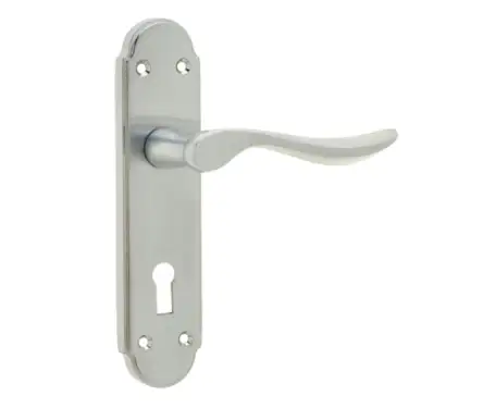 Click Here To Enlarge This Photo Of JV190SC Frelan Hardware Jedo Henley Suite Door Handles on Lockplate Satin Chrome